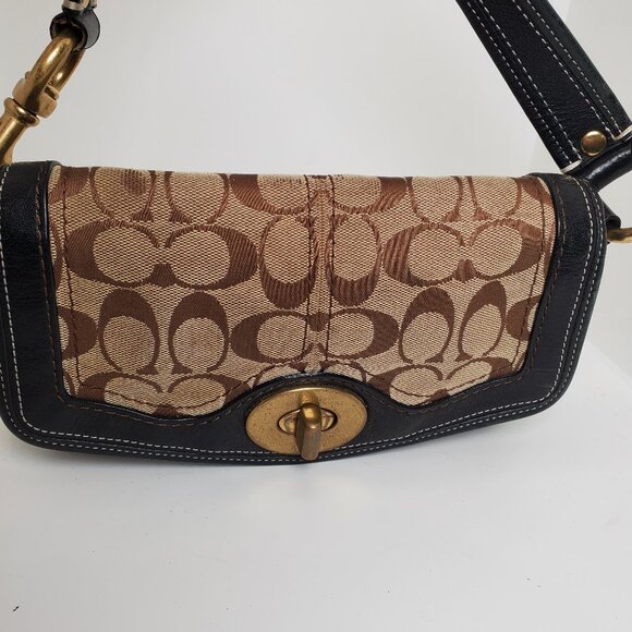 Coach Poochette Vintage Coach Canvas and Brown Leather - Picture 1 of 8
